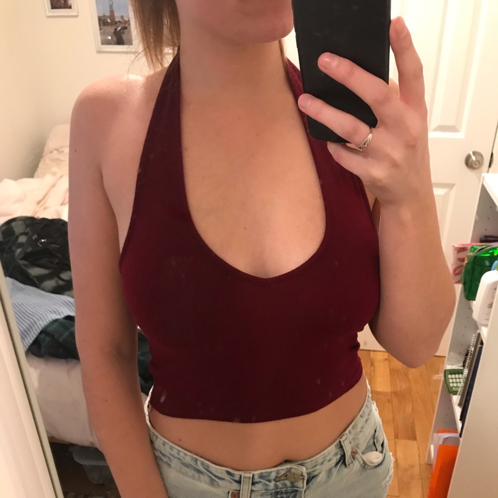 Brandy Melville maroon halter top
